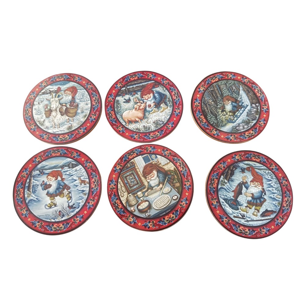 Flaarønning Suzanne Toftey Julestemning Norwegian Nisse Coasters Set of 6 187012